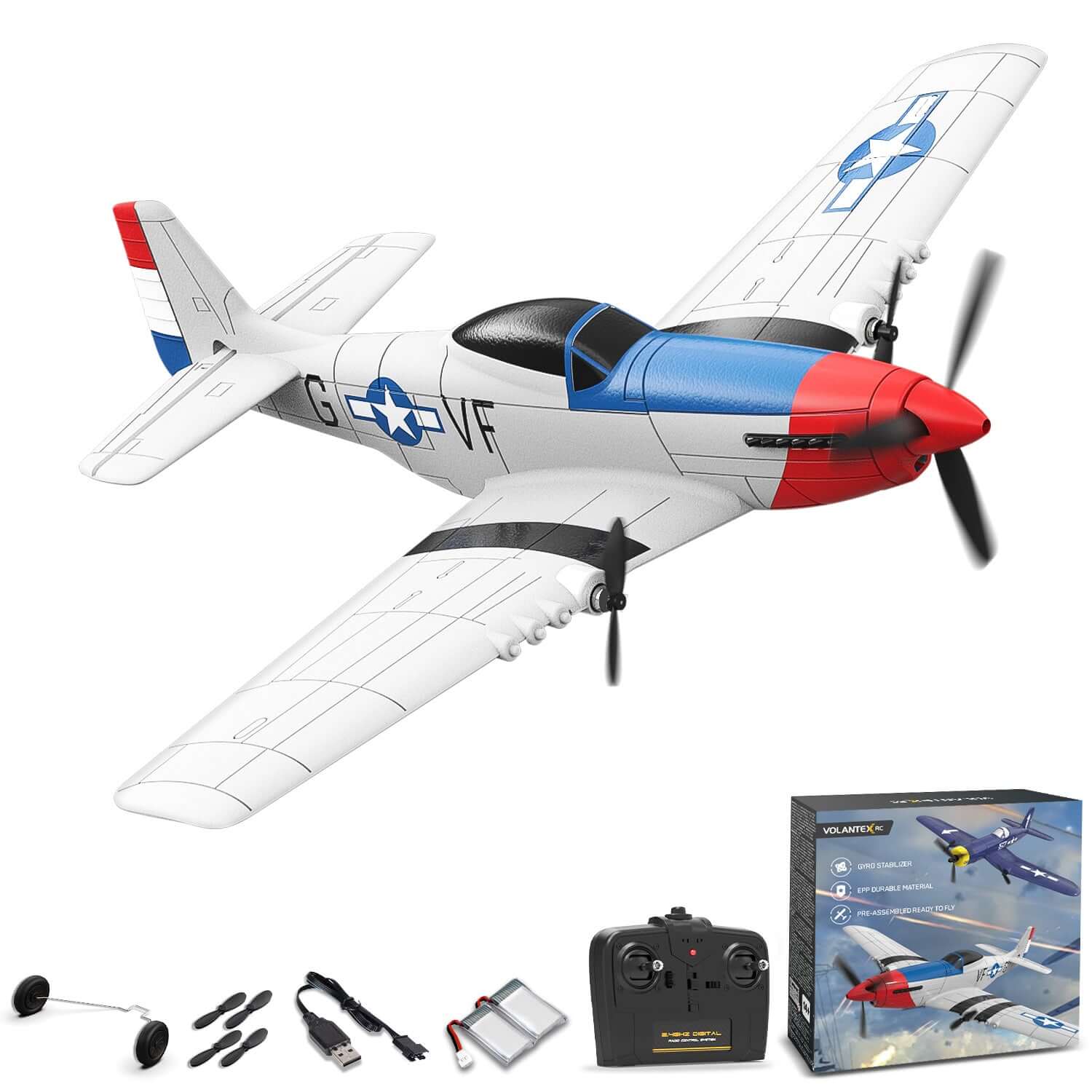Volantex RC P51D 3CH RTF Airplane with Gyro – Beginner-Friendly RC Plane - www.Shopthatapp.com