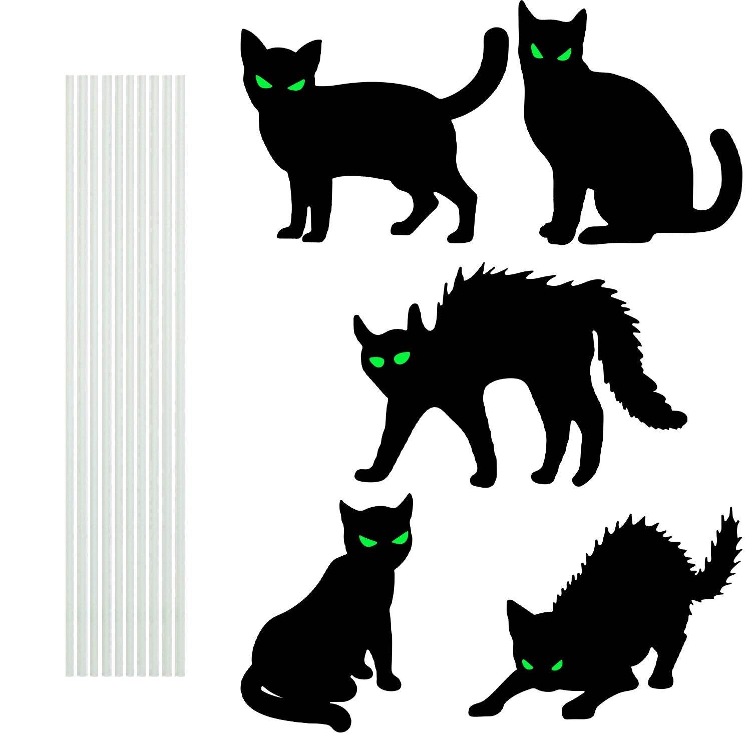 6Pcs Skull Or 6Pcs Tomb Or 5Pcs Black Cat Halloween Yard Sign Decorations  Glow In The Dark For Haunted House Garden Yard And Scary Theme Party - www.Shopthatapp.com