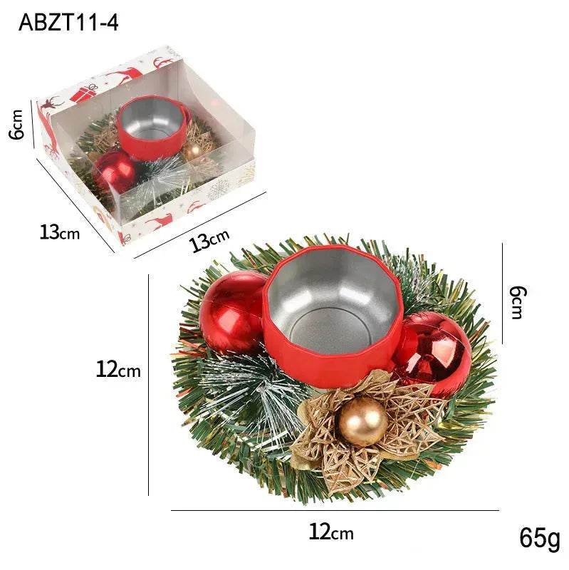 Christmas candle wreath Xmas New Year candle holders decors - www.Shopthatapp.com