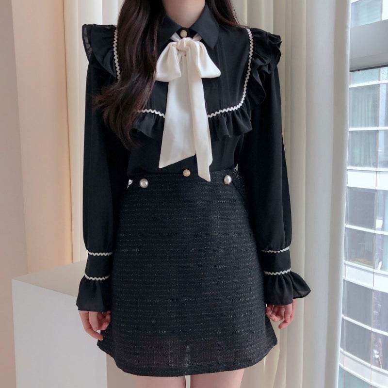 Elegant Bow Ruffled Tied Flared long Sleeves Shirt For Women - www.Shopthatapp.com