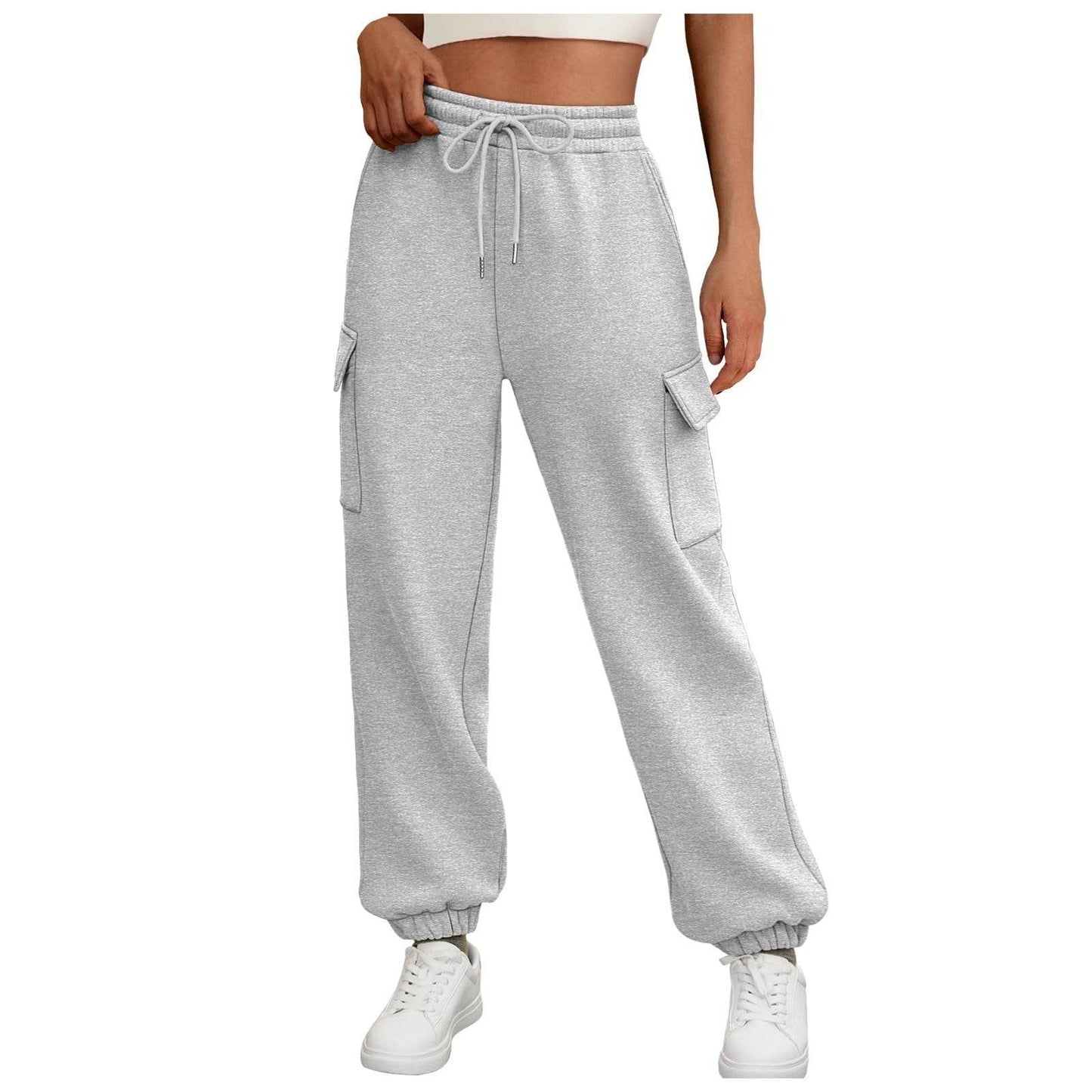 Women's Sweatpants Fleece Lined Baggy Athletic Jogger Trousers With Pockets Fall Casual Trendy Cargo Pants Fall Outfits - www.Shopthatapp.com