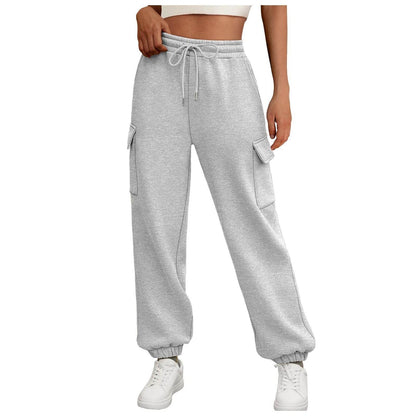 Women's Sweatpants Fleece Lined Baggy Athletic Jogger Trousers With Pockets Fall Casual Trendy Cargo Pants Fall Outfits - www.Shopthatapp.com
