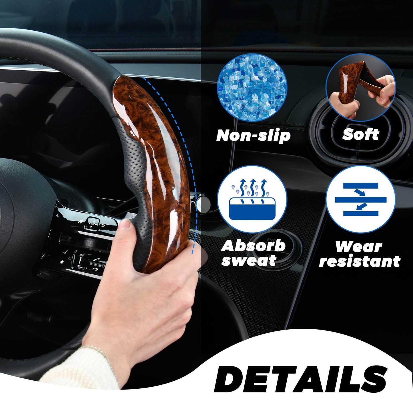 Mahogany Gray Buckle Steering Wheel - www.Shopthatapp.com