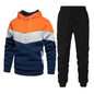 2pcs Winter Fashion Stitching Suit Outdoors Sports Suit Men's Sweatsuit Hoodie Outfit set - www.Shopthatapp.com