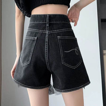 High Waist Design Denim Shorts For Women - www.Shopthatapp.com