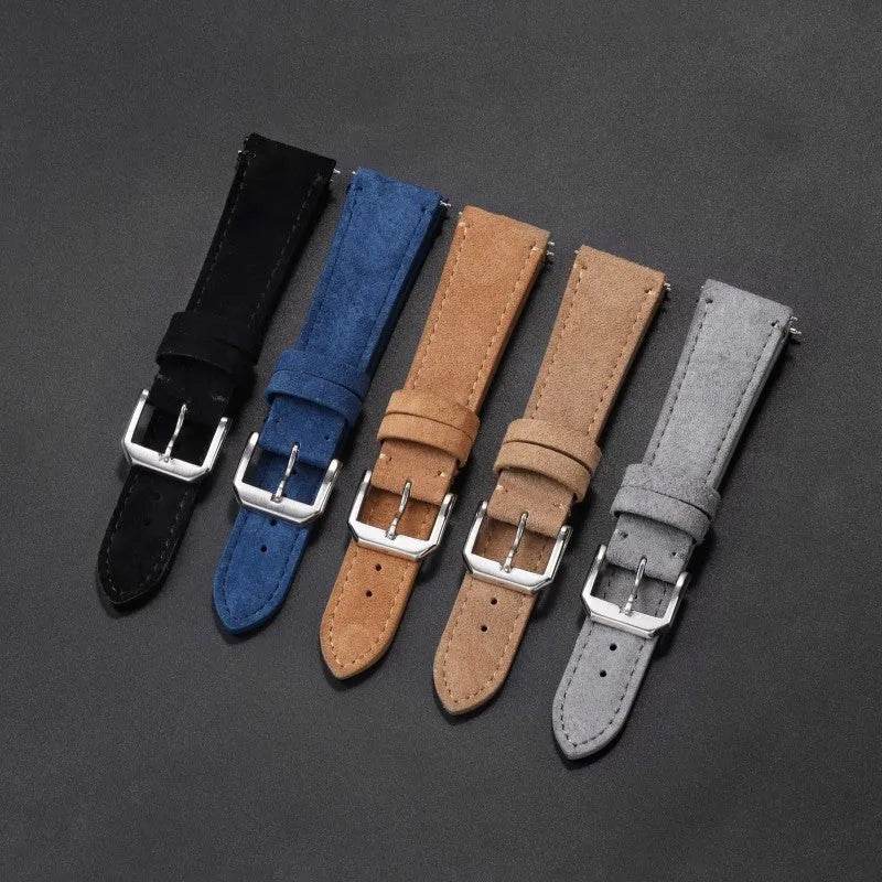 Suede Leather Strap Quick Release Watch Band - www.Shopthatapp.com