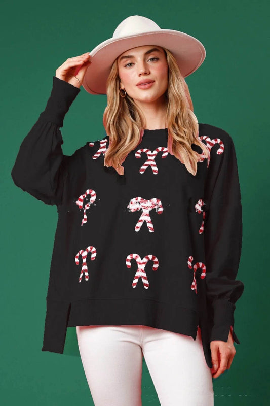 Christmas Fashion Round Neck Sequins Pullover top Sweatshirt  for women - www.Shopthatapp.com