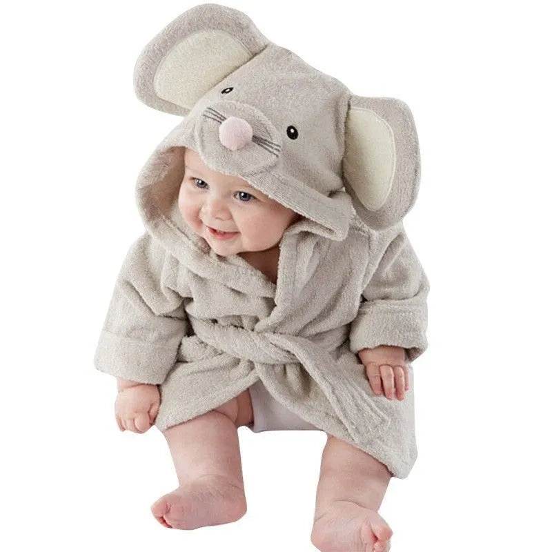 Infant Fashion Simple Cartoon Animal Fleece Bathrobe - www.Shopthatapp.com