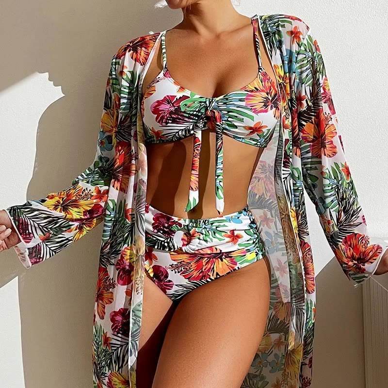 Women's Long Blouse Split Bikini Plus Size Suit - www.Shopthatapp.com