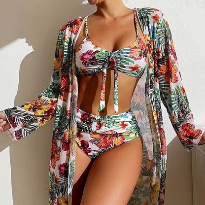 Women's Long Blouse Split Bikini Plus Size Suit - www.Shopthatapp.com