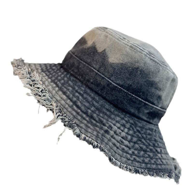 Summer Denim Bucket Hat for women Distressed Sun-proof Face-showing Small Hat