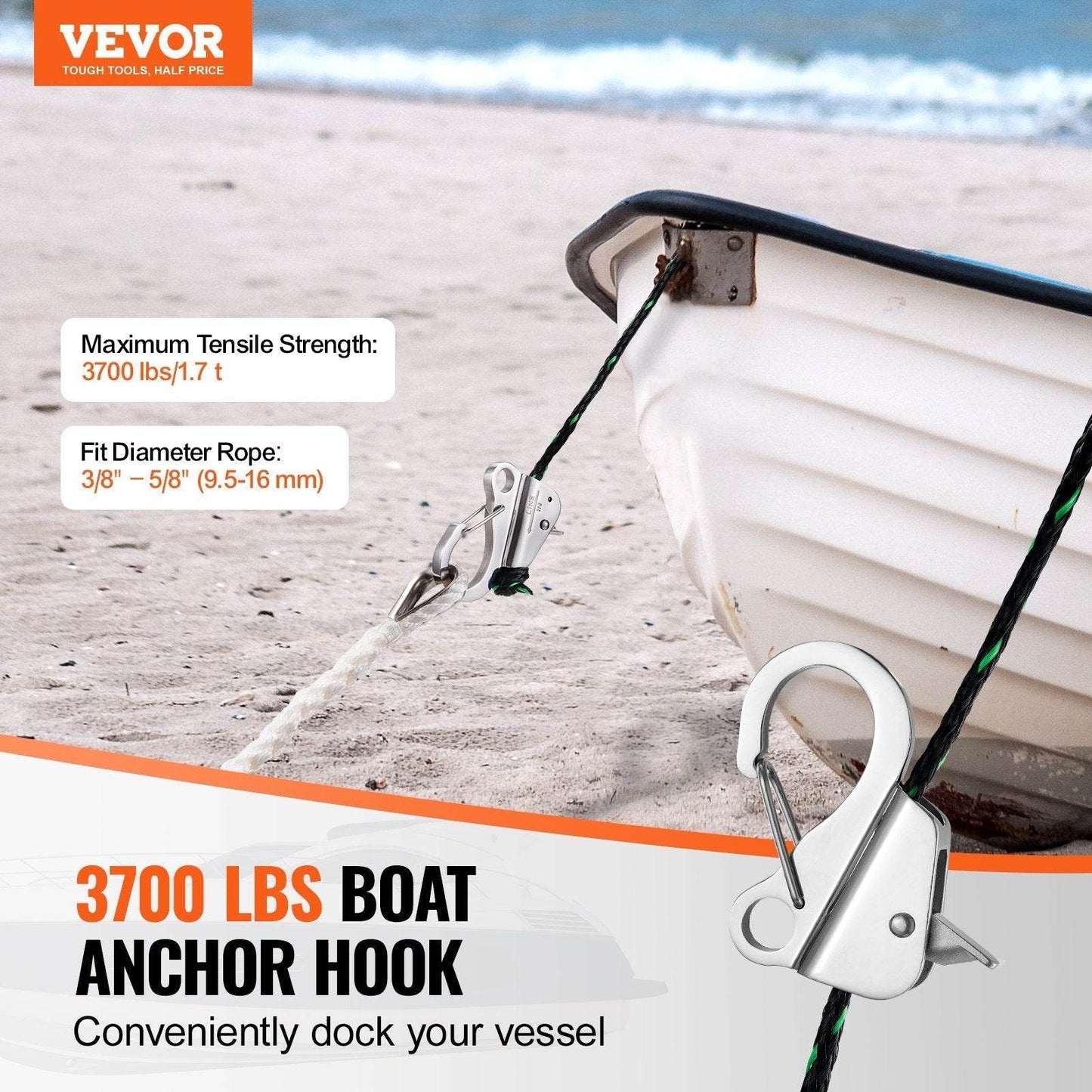 Boat Anchor Hook, 304 Stainless Steel Slide Anchor, Knotless Anchor System With Quick Release, Boat Anchor Hook Clips For - www.Shopthatapp.com