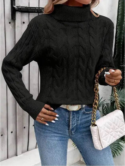 Women's Cable-knit Turtleneck Sweater - www.Shopthatapp.com