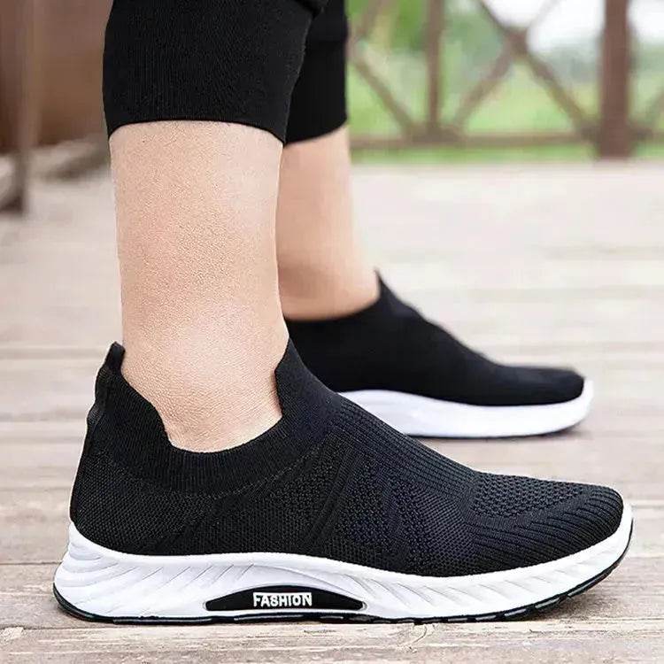 Casual Slip-on Mesh Sports Shoes Flying Woven Soft Breathable  Running Walking Flat Shoes Men - www.Shopthatapp.com
