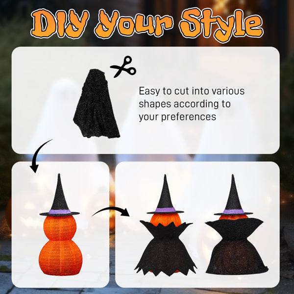 2Packs 3FT Halloween Collapsible Lighted Pumpkin Decoration, 176 LED Pop-Up Pumpkin Lamp With Cape, Plug In Halloween Jack-O-Lantern With Metal Stand For Indoor Outdoor Garden Patio Party Decor - www.Shopthatapp.com
