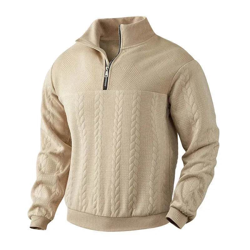 Casual Autumn Winter Half Zip Stand Collar Pullover Sweater top  Men - www.Shopthatapp.com