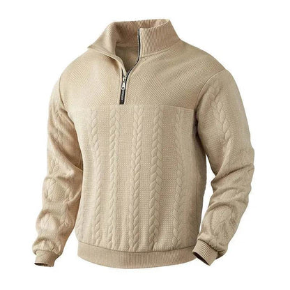 Casual Autumn Winter Half Zip Stand Collar Pullover Sweater top  Men - www.Shopthatapp.com