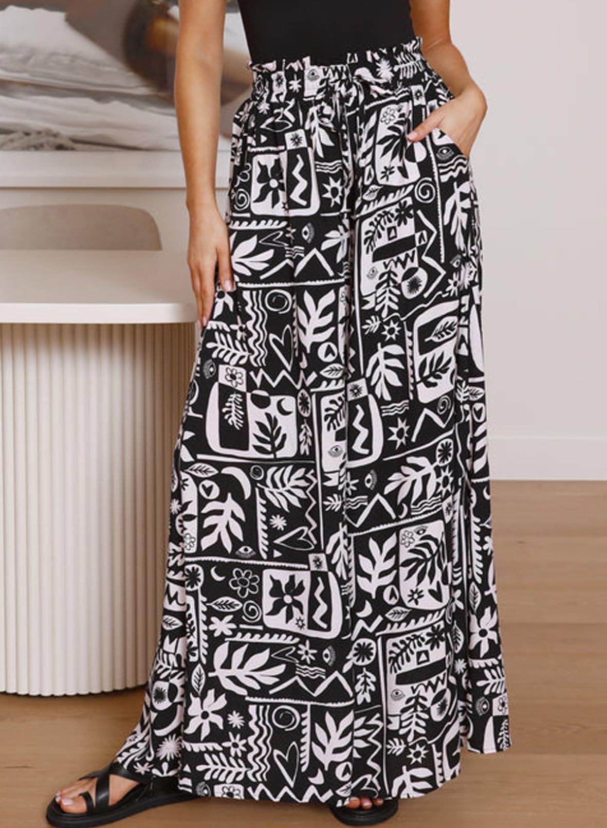 Printed Comfortable Casual High Waist  Wide-leg Floral Palazzo Trousers women - www.Shopthatapp.com