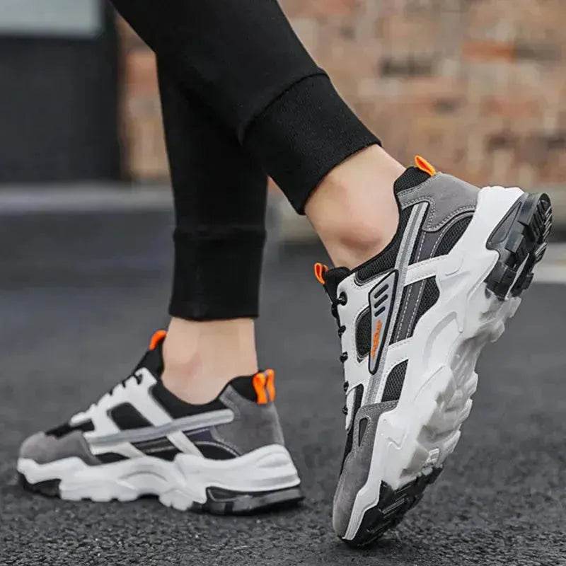 Black White Lace-up Sneakers Men Outdoor Breathable Casual Mesh Shoes Lightweight Running Sports Shoes - www.Shopthatapp.com
