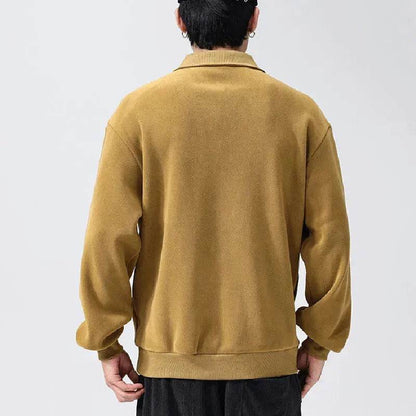 Autumn Winter Fashion Lapel Half-zip fleece Sweatshirt Pullover tops for Men - www.Shopthatapp.com