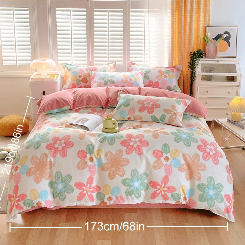 3 Piece Spring Floral Duvet Cover Set For Women Adults Home Bedroom Flowers Bedding Set With 2 Pillowcases Twin Full Queen King Size - www.Shopthatapp.com