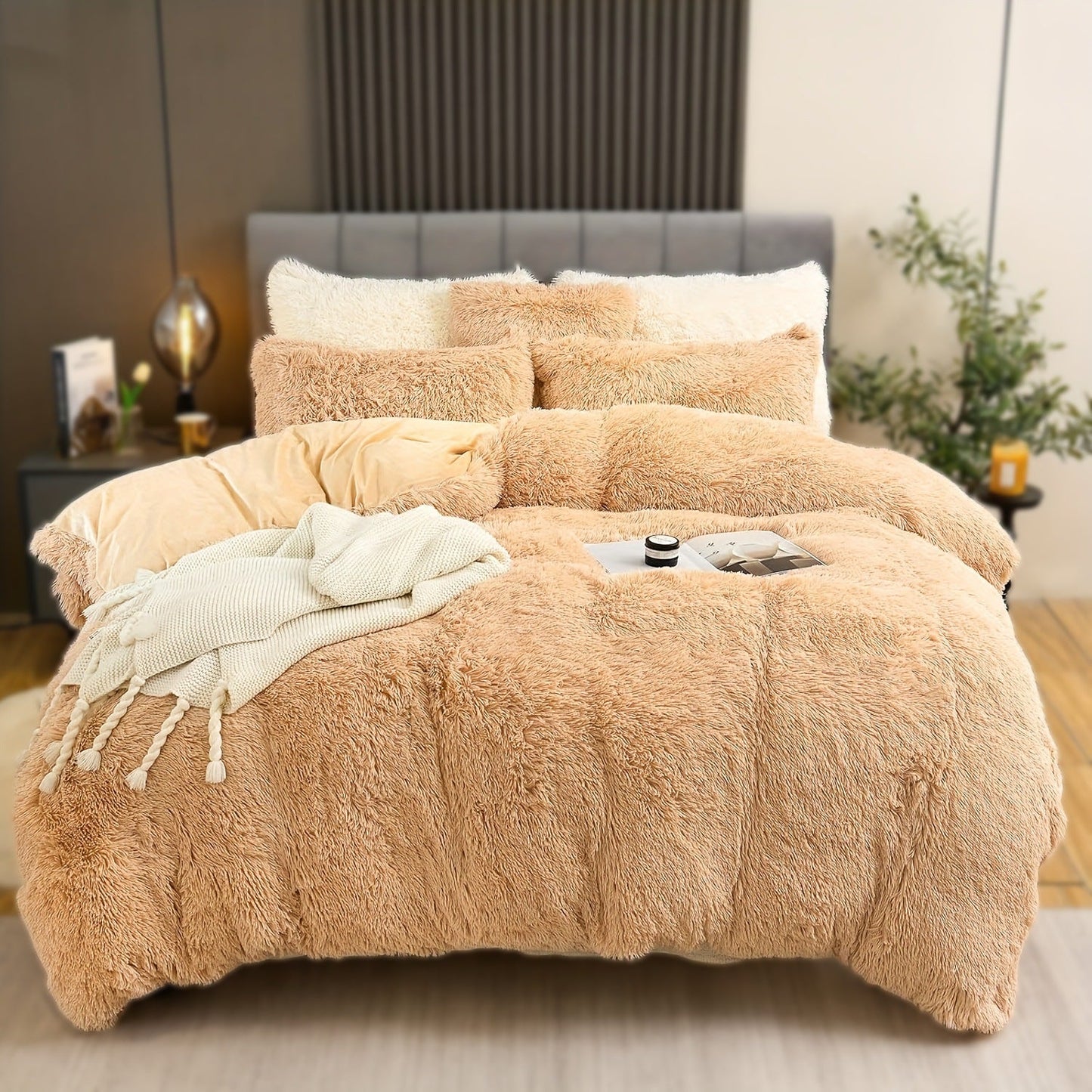 4PCs Plush Duvet Cover Set Luxury Ultra Soft Velvet Duvet - www.Shopthatapp.com