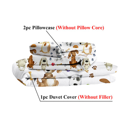 Kids' Duvet Cover Sets Animals Pastel Duvet Covers Cartoon Dogs Paws Pattern Bed Sets 3 Pieces 1 Duvet Cover And 2 Pillow Cases Cute Puppy Dogs Bedding For Kids - www.Shopthatapp.com