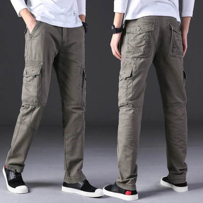 Overalls Men's Outdoor Casual Trousers Pure Cotton Straight Loose Multi-pocket Cargo Pant - www.Shopthatapp.com