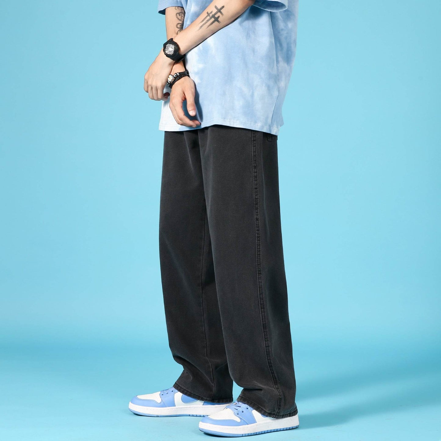 Straight Loose Jeans Men Casual Trousers Hip Hop Cargo Denim Pants With Zipper - www.Shopthatapp.com