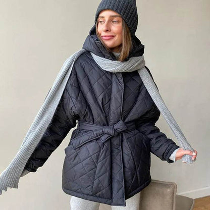 Thermal Jacket Plus Size Tie Down Cotton Winter Hoodie Coat - www.Shopthatapp.com