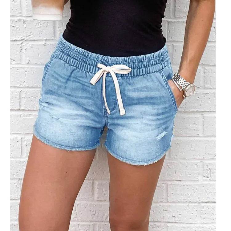 Denim Short Mid Waist Loose Jeans Wash - www.Shopthatapp.com