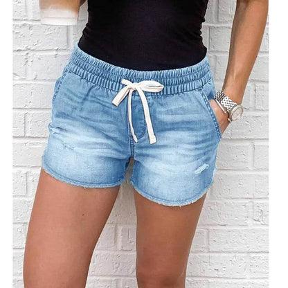 Denim Short Mid Waist Loose Jeans Wash - www.Shopthatapp.com