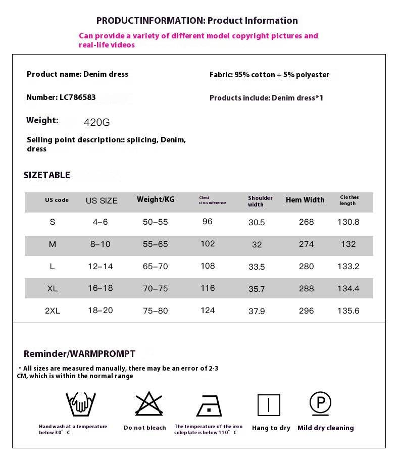 Women's Sleeveless Denim Fashion Retro High Waist Layered Dress - www.Shopthatapp.com