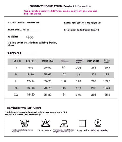 Women's Sleeveless Denim Fashion Retro High Waist Layered Dress - www.Shopthatapp.com