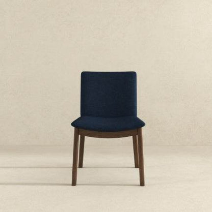 Laura Blue Linen Solid Wood Dining Chair  Set Of 2 Mid-Century Modern Style - www.Shopthatapp.com