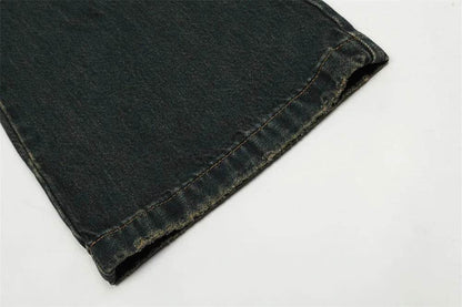 Washed Yellow Denim Bootcut Jeans Pants Men - www.Shopthatapp.com