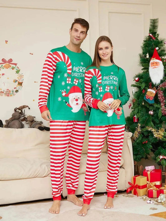 Cartoon Santa Claus Letter Printing Parent-child Christmas Pajamas Home Wear Suit - www.Shopthatapp.com