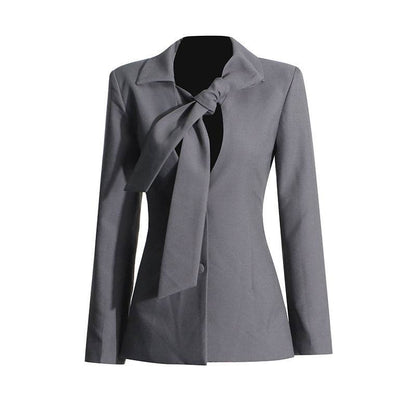 V-neck Lace-up Single-breasted Design Blazer For Women - www.Shopthatapp.com