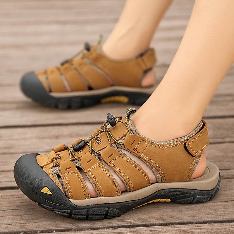 Top Layer Leather Plus Size Men's Beach Sandals - www.Shopthatapp.com