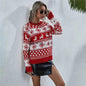 Elk Autumn And Winter New Knitted Round Neck Women's Christmas Snowflake Pullover Women's Sweater - www.Shopthatapp.com