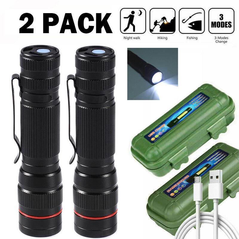 LED Military Flashlight USB Rechargeable Tactical Zoom Handheld Torch
