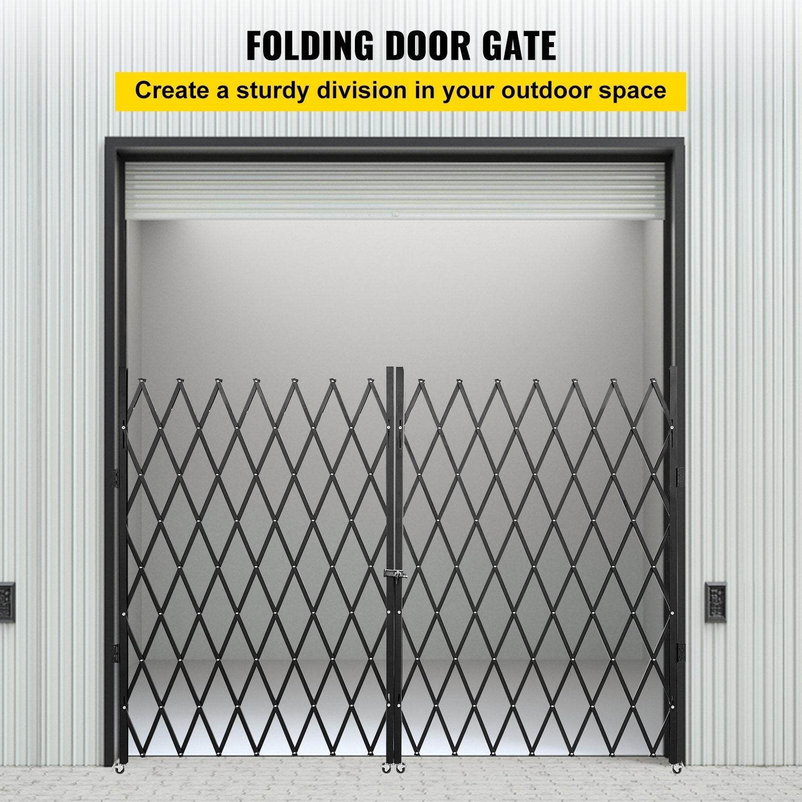 Double Folding Security Gate, 5.1 H X 10.2 W Folding Door Gate, Steel Accordion Security Gate, Flexible Expanding Security Gate, 360 Rolling Barricade Gate, Scissor Gate Or Door With Keys - www.Shopthatapp.com