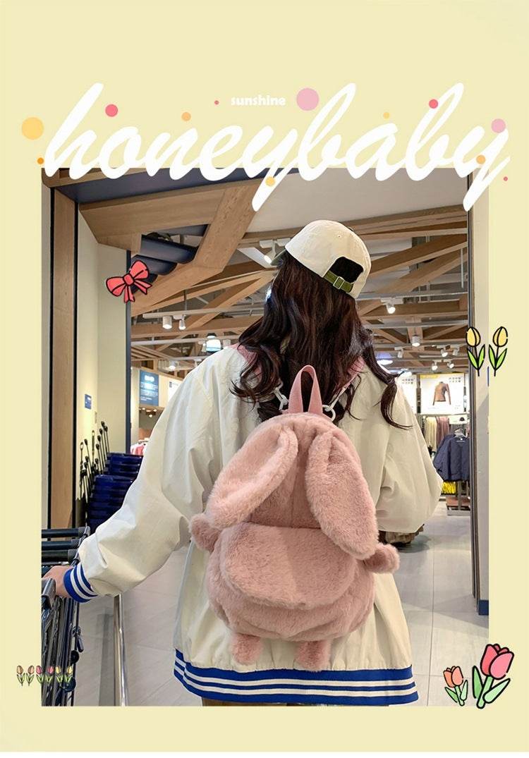 Fashion Mini Small Plush Cute Bunny Backpack for Girls - www.Shopthatapp.com