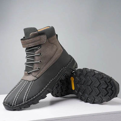 Winter Fleece Lace-up Snow Boots For Men Women Waterproof And Anti-slip Outdoor Work Boot Fashion Warm Mid-tube Cotton Shoes Men - www.Shopthatapp.com