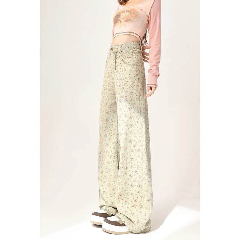 Mint Mambo Green Floral Baggy Jeans Pant For Women - www.Shopthatapp.com