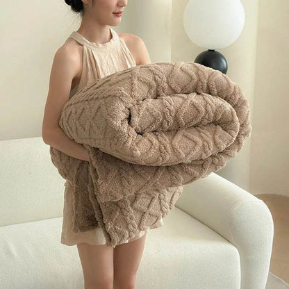 Single-layer Double-sided Tower Velvet Sofa Cover Soft Winter Blanket - www.Shopthatapp.com