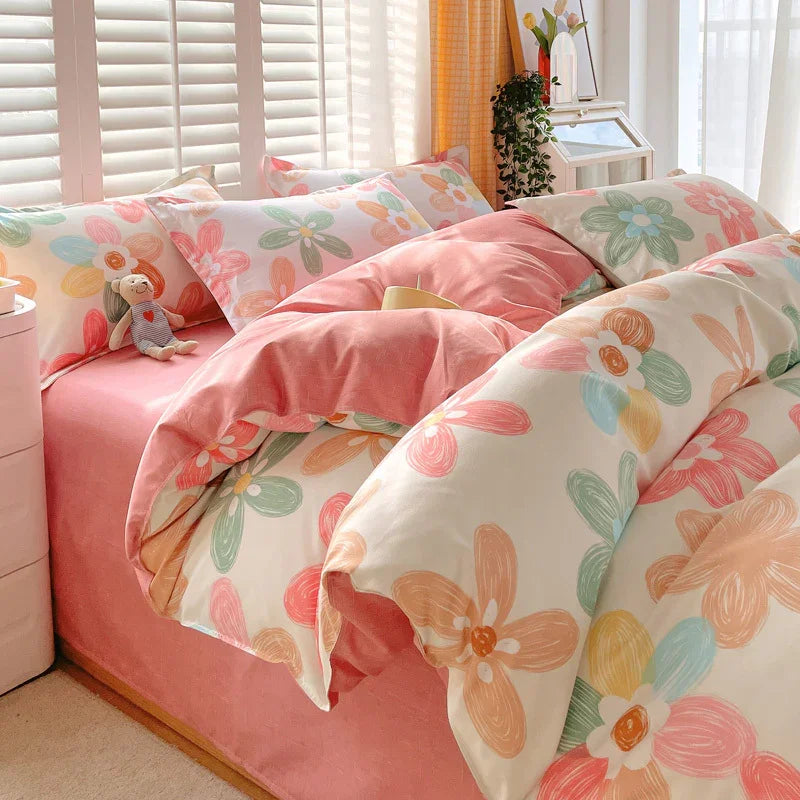 3 Piece Spring Floral Duvet Cover Set For Women Adults Home Bedroom Flowers Bedding Set With 2 Pillowcases Twin Full Queen King Size - www.Shopthatapp.com