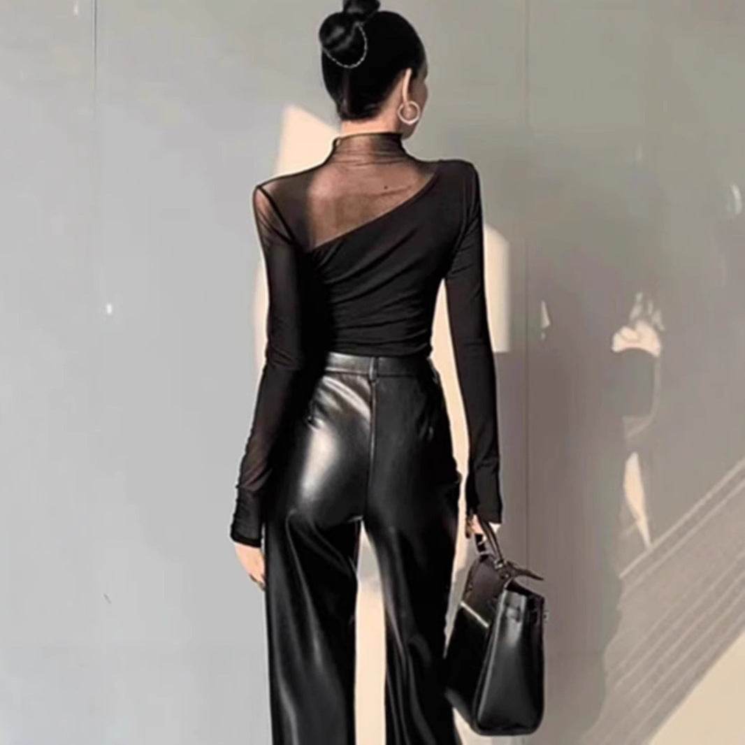 Fashion Chic Slim fit High neck bodycon top for women - www.Shopthatapp.com