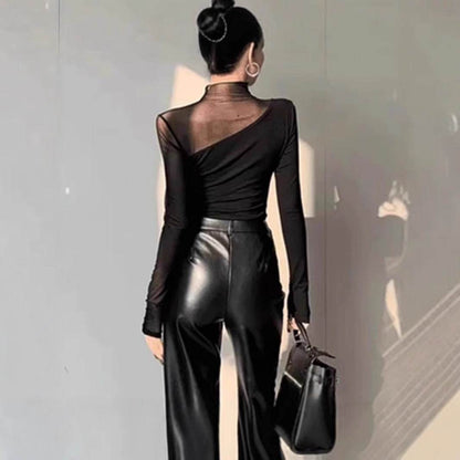 Fashion Chic Slim fit High neck bodycon top for women - www.Shopthatapp.com