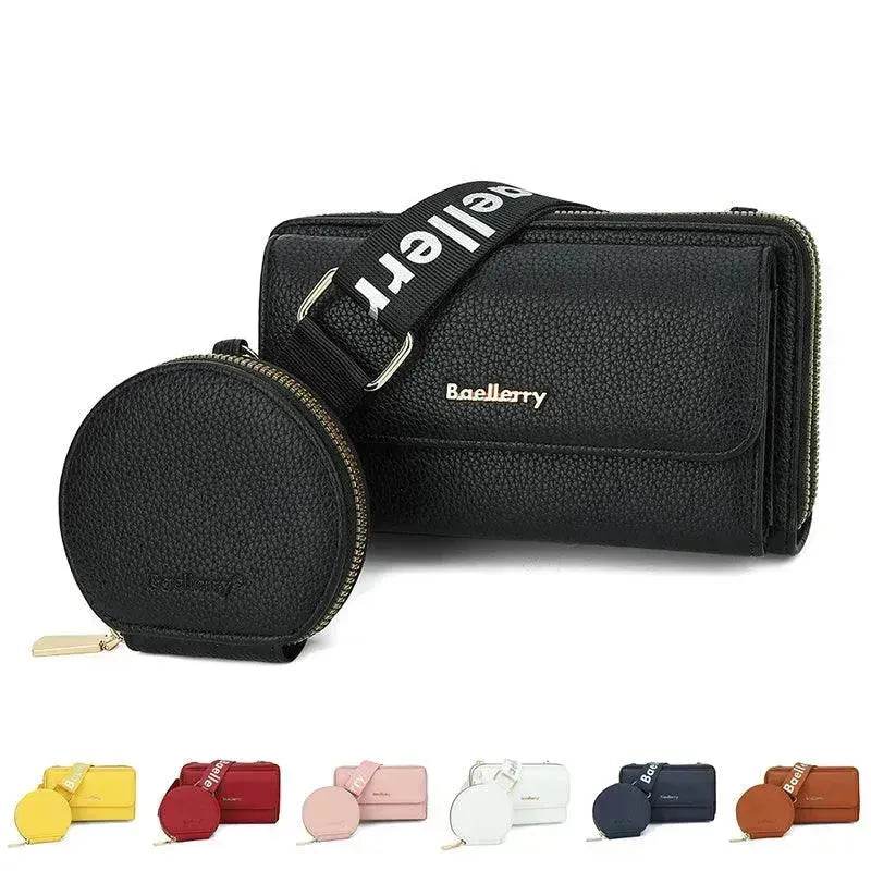 2pcs Lychee Texture Composite Bag Fashion Mobile Phone Bag With Small Coin Purse Letter Print Zipper Crossbody Shoulder Bag - www.Shopthatapp.com